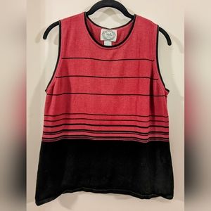 Large Stitches Purple and Black Striped Sweater Vest